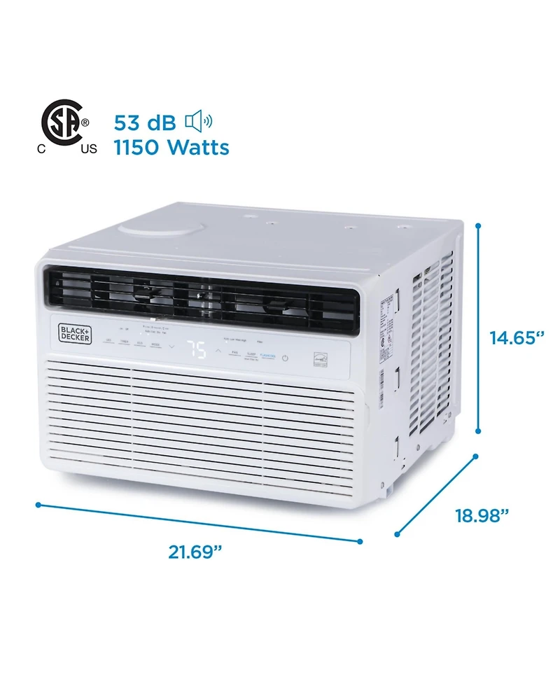Black+Decker 12,000 Btu Inverter Window Air Conditioner Units for Up To 550 Sq. Ft., Energy Star Rated with Remote Control