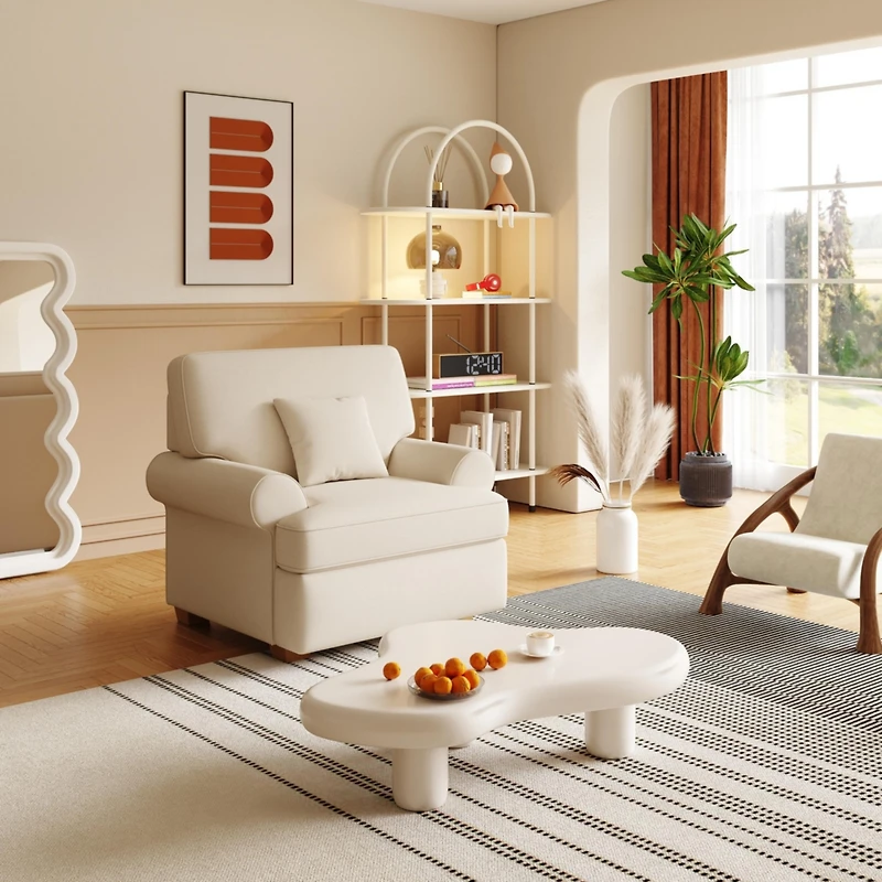 Modern Accent Chair Linen Single Sofa Chair for Living Room, Bedroom