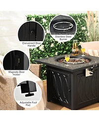 Givimo 32 Inch Propane Fire Pit Table Square Tabletop with Lava Rocks Cover 50000 Btu