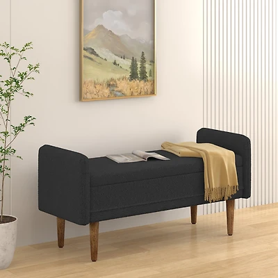 Streamdale Teddy Velvet Storage Stool with Storage