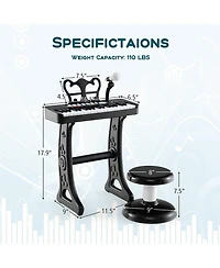 Gymax 37-Key Kids Piano Keyboard Toy Musical Electronic Instrument w/ Stool