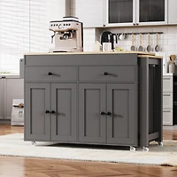 Streamdale 74.5" Kitchen Island with Extendable Table and Spice Rack