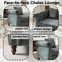 Streamdale 81" Chenille Chaise Lounge with Pillows and Trim