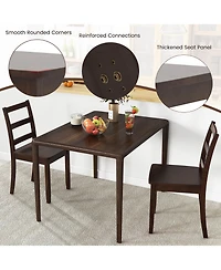 Gymax Set of 4 Dining Chairs Ladder Back Armless Side Chair w/ Solid Rubber Wood Legs