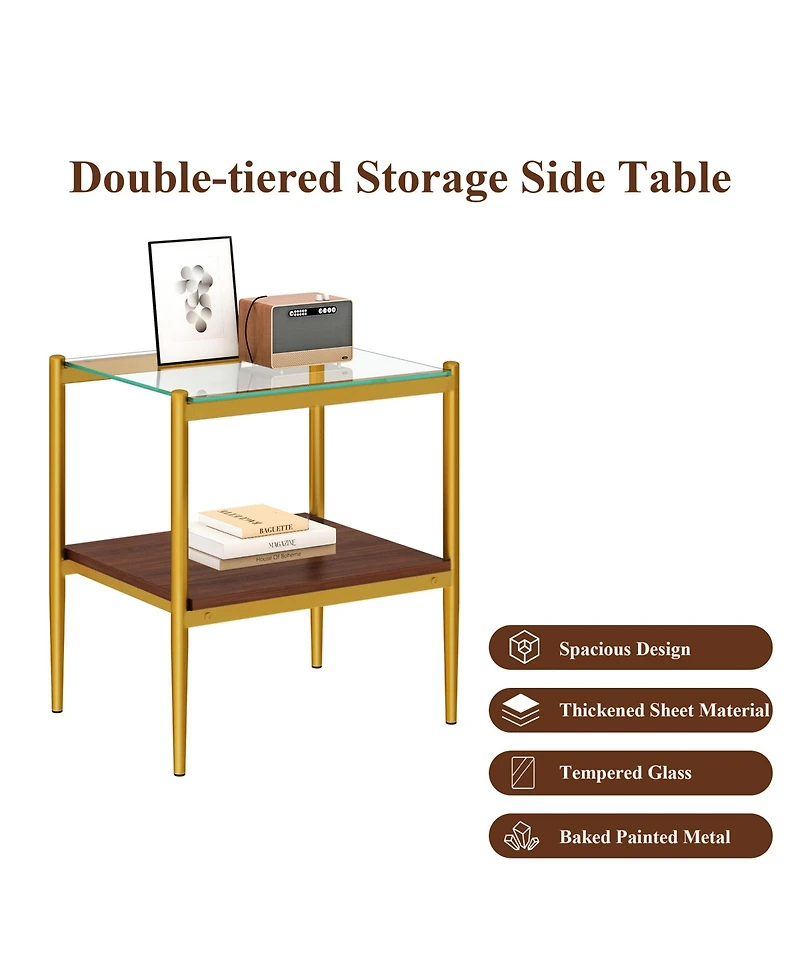 Coffee Table and End tables Set of 3, Tempered Glass Table with Mdf layer, Modern Tables for Living Room, Transparent Glass