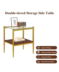 Coffee Table and End tables Set of 3, Tempered Glass Table with Mdf layer, Modern Tables for Living Room, Transparent Glass