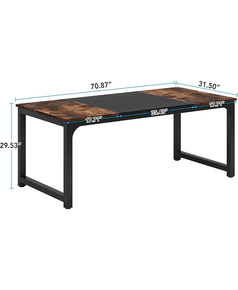 Tribesigns 71"x31.5" Dining Table, Industrial for 6-8 Person, Rectangular Dinner Table for Dining Room Kitchen Living Room, with Heavy Duty Metal Legs