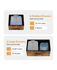 Dresser For Bedroom With 12 Drawer, Dressers & Chests Of Drawers For Hallway, Entryway, Storage Organizer Unit With Fabric, Sturdy Metal Frame, Wood T