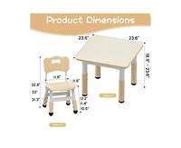 gaomon Kids Table and 2 Chairs Set with Graffiti Desktop, Height Adjustable Toddler Table and Chairs Set