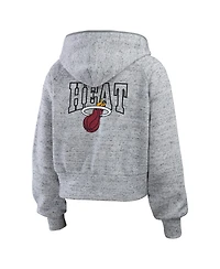 Wear by Erin Andrews Women's Heather Gray Miami Heat Speckled Radiator Full-Zip Hoodie