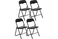 gaomon Folding Chairs 4 Pack with Cushion, Outdoor and Indoor Event Portable Folding Chairs with Non-Slip Feet Pads, Stackable Chairs for Meeting, Par