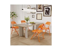 Dining Chairs Set of 4, Foldable Dining Chairs with Metal Frame Hold Up to 350 Pounds, Portable Orange Kitchen Chair Suitable for Dining Room, Living