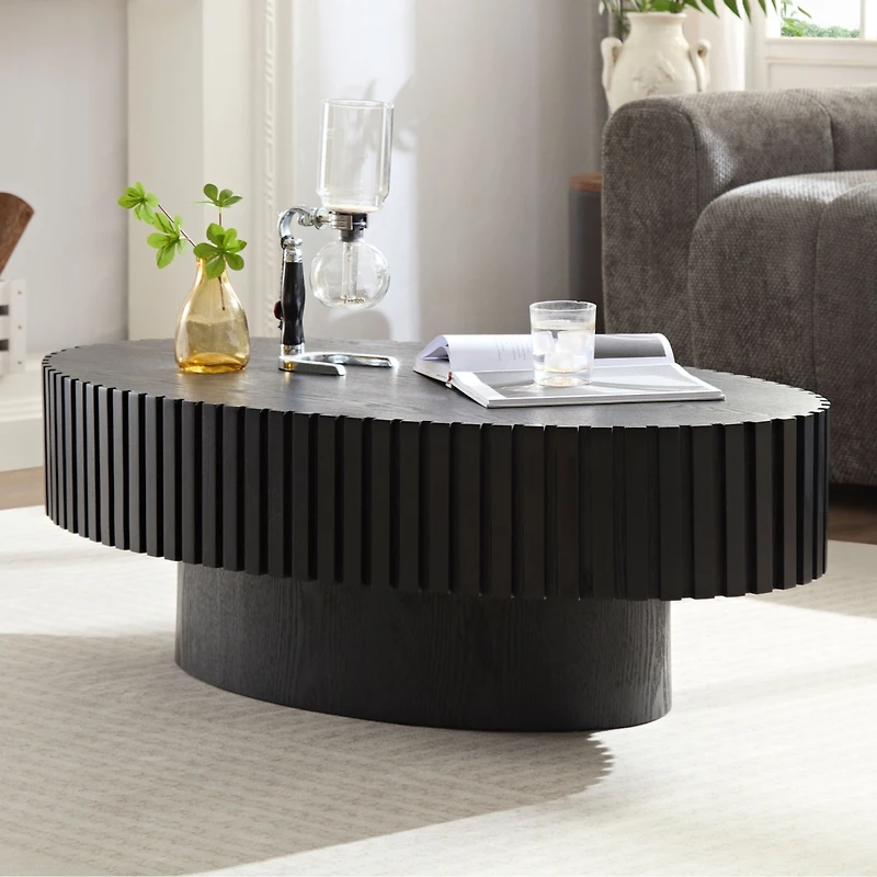 Streamdale Ellipse Coffee Table with Sturdy Pedestal