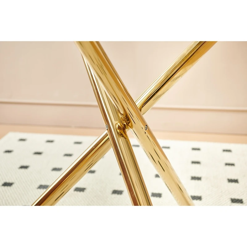 Streamdale Gold Dining Table with Glass Top
