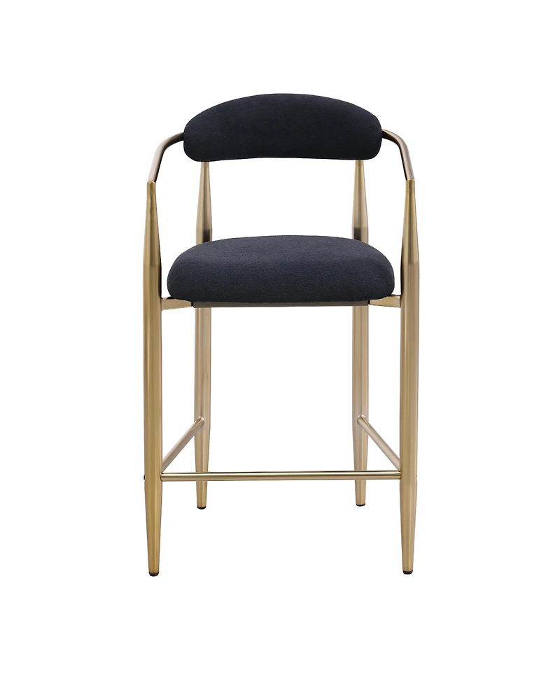 Streamdale Furniture Modern Boucle Bar Stools Set of 2 Modern Upholstered Bar Height Barstools Vintage High Island Chairs with Metal Frame/Back/Arms f