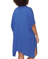 Raisins Curve Trendy Plus Vacay Button-Front Cover-Up Shirt