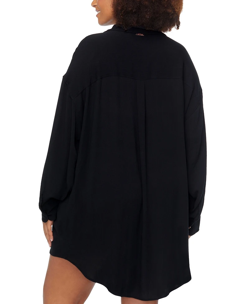 Raisins Curve Trendy Plus Seychelles Button-Up Cover-Up