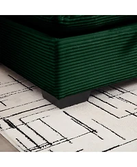 Streamdale Furniture Large L Shape Sectional Corduroy Sofa,Deep Seat Couch with Storage Footstool and 4 Waist Pillows, Green