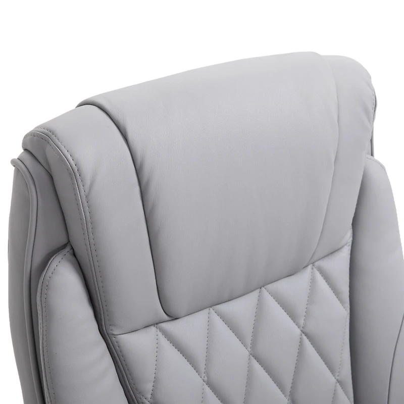 Vinsetto High Back 360 Swivel Ergonomic Home Office Chair with Flip Up Arms, Faux Leather Computer Desk Rocking Chair, Grey