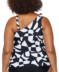 Raisins Curve Trendy Plus Size Marita Asymmetric Tankini Top