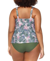 Raisins Curve Trendy Plus Size Rimini Printed Tankini Top Costa Ruched Bikini Bottoms