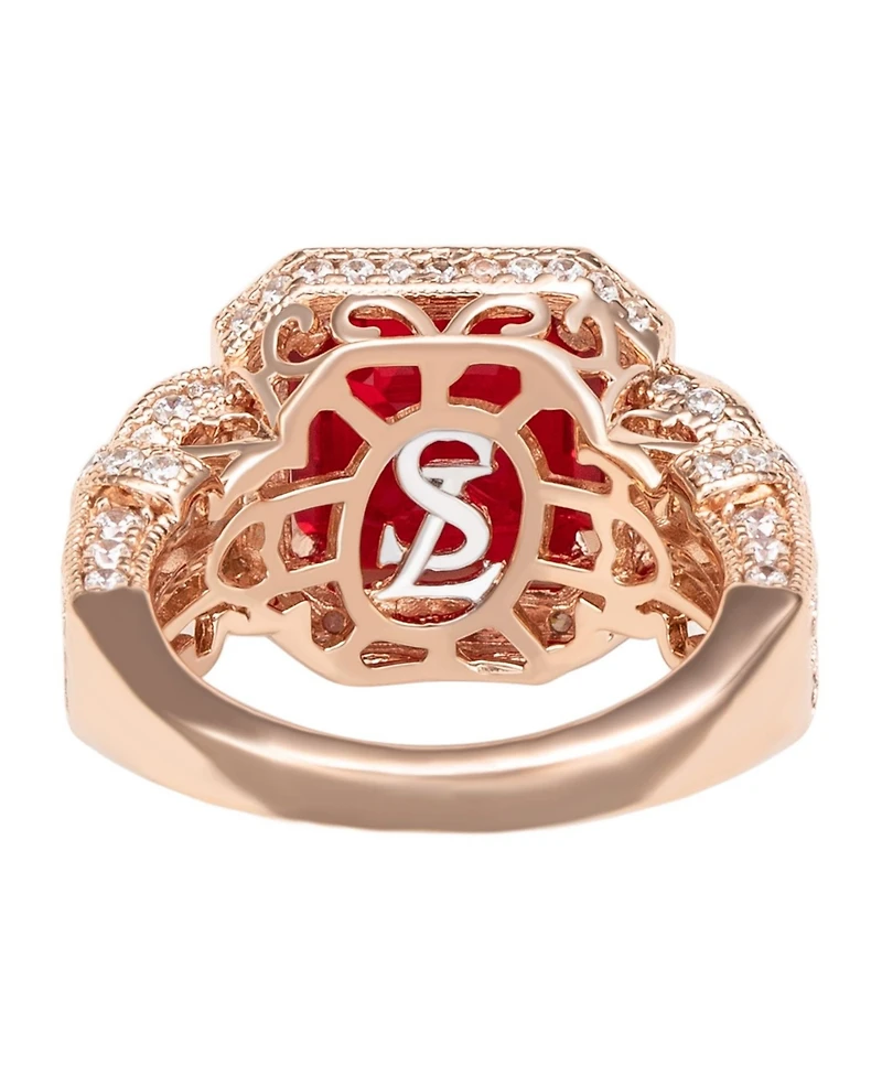 Suzy Levian Sterling Silver Asscher Cut Cubic Zirconia French Filigree Ring