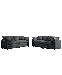 Streamdale Furniture Modern Fabric Living Room Sofa Two Piece Set, Two 2-Seater Sofas with 8 Cushion Upholstery Large Deep Seat Recliner