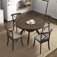 Streamdale Dark Brown Mid-Century Round Dining Set (50chars)