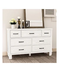 Vintage Dresser For Bedroom With 7 Drawers, Vintage Design Wood Drawer Dresser Chest Of Drawers For Closet, Living Room, Hallway, Nursery, Kids Bedroo