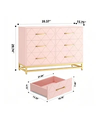 gaomon Dresser For Bedroom With 6 Drawer Double Dressers, Modern Wooden Chest, Beside Table Closet, Nursery, Living Room