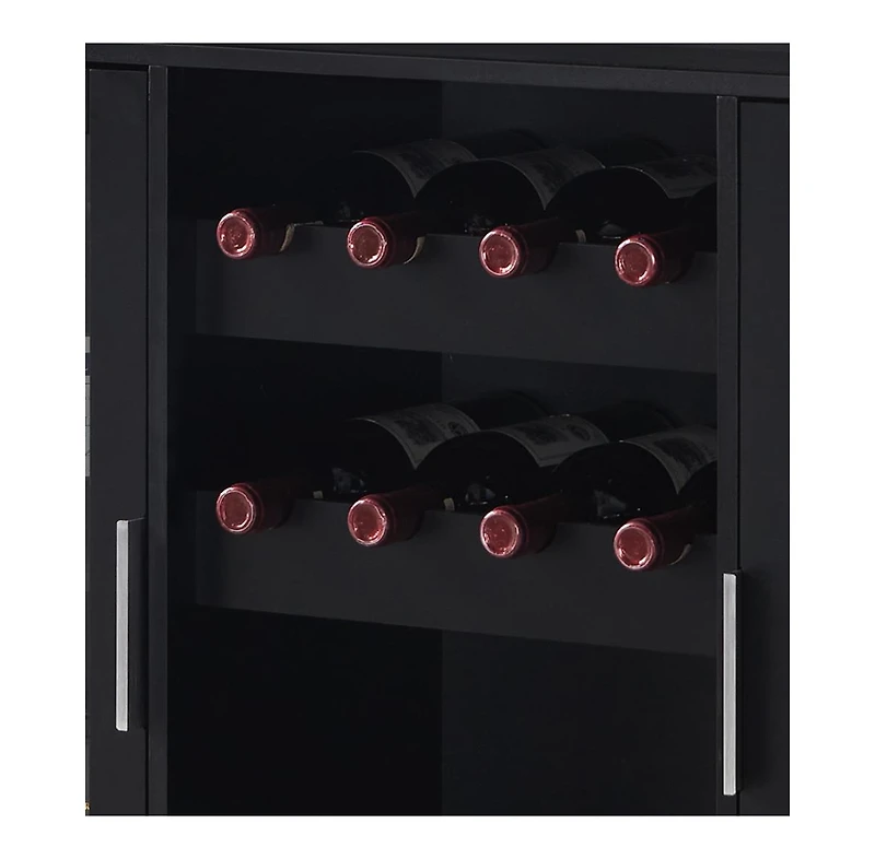 Kings Brand Furniture Neiman Buffet Sideboard Wood Wine Rack Cabinet Table with 2 Shelf to Hold 8 Bottles