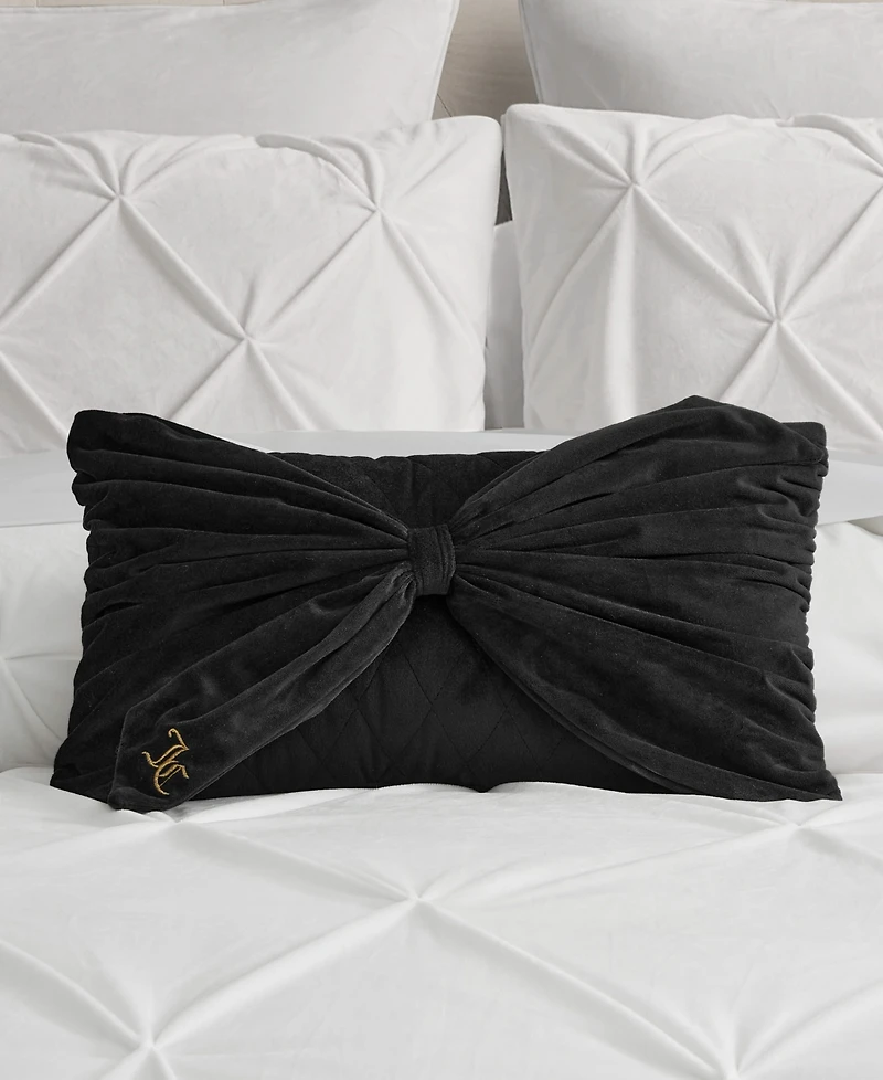 Juicy Couture Velvet Bow Decorative Pillow, 10" x 18"