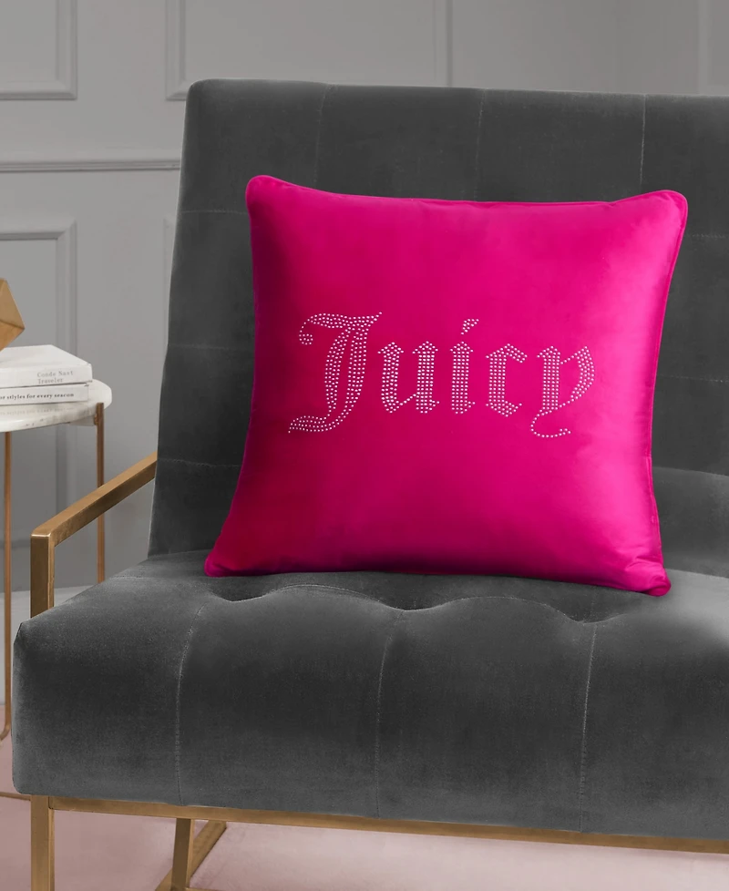 Juicy Couture Rhinestone Logo Decorative Pillow, 20" x