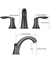 gaomon Bathroom Sink Faucet, Faucet for Bathroom Sink, Widespread Matte Black Bathroom Faucet 3 Hole