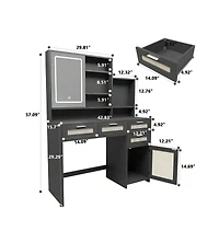 gaomon Makeup Vanity With Lights 3 Colors And Openable Mirror, Desk 4 Drawers, 1 Cabinets Shelves, Table Rattan Dress