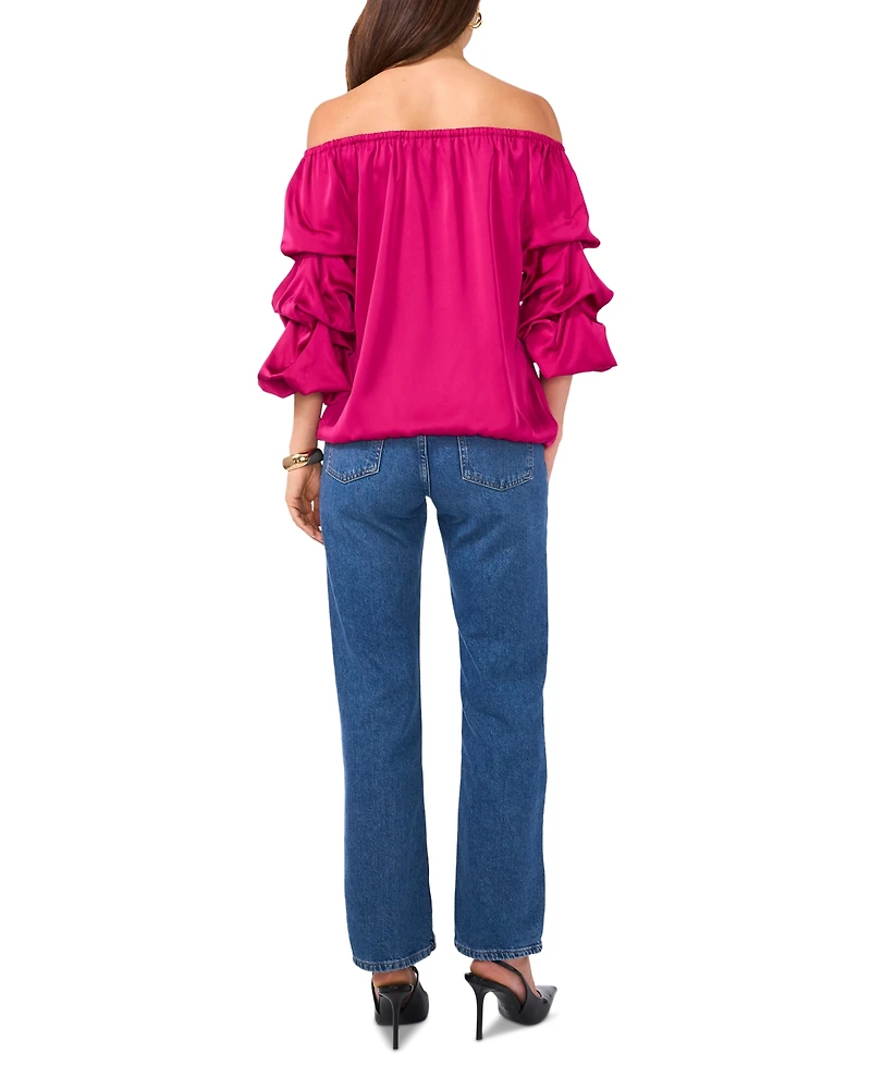 Vince Camuto Women's Off The Shoulder Bubble Sleeve Tie Front Blouse