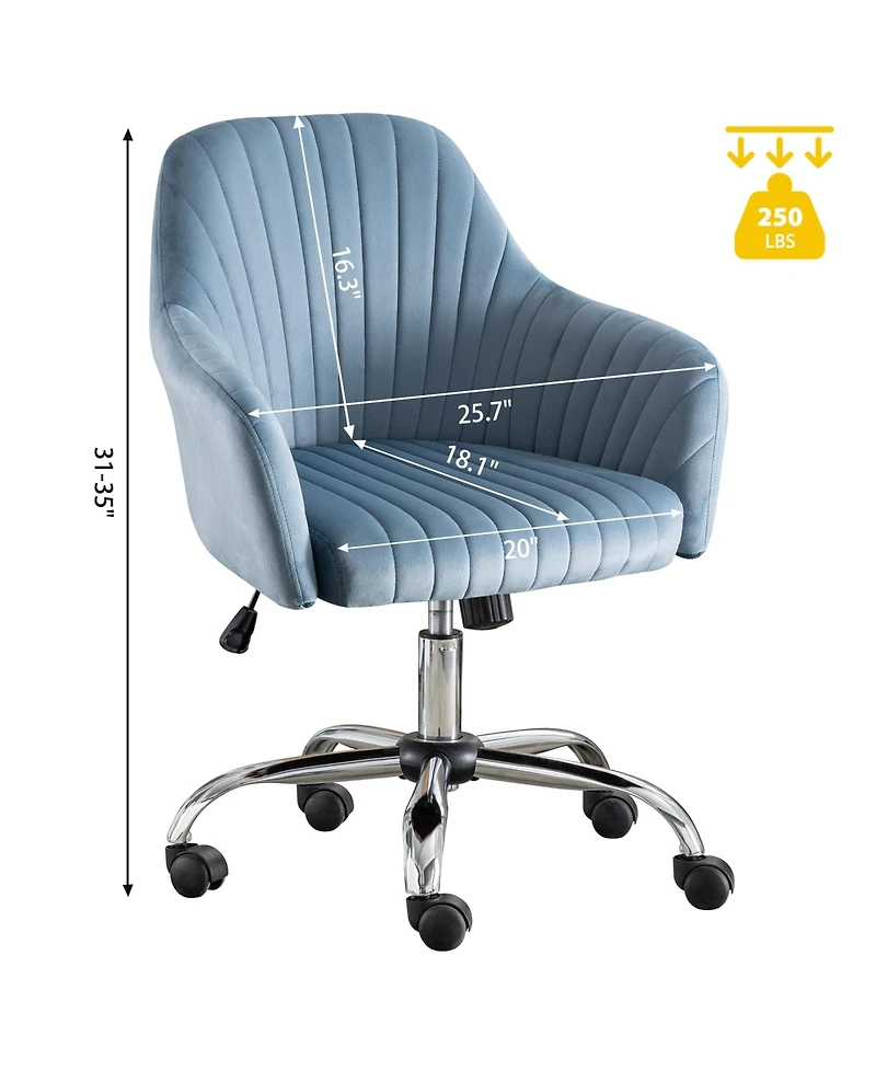 Boyel Living Velvet Accent Chair Modern Home Office Leisure with Adjustable Height and Casters