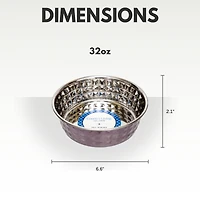 Country Living Set of 2 Hammered Stainless Steel Dog Bowls – Textured, Durable, Stylish & Functional