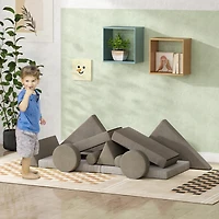 Qaba Kids Foam Climbing Blocks, 12 Pieces Climbing Toys for Toddlers