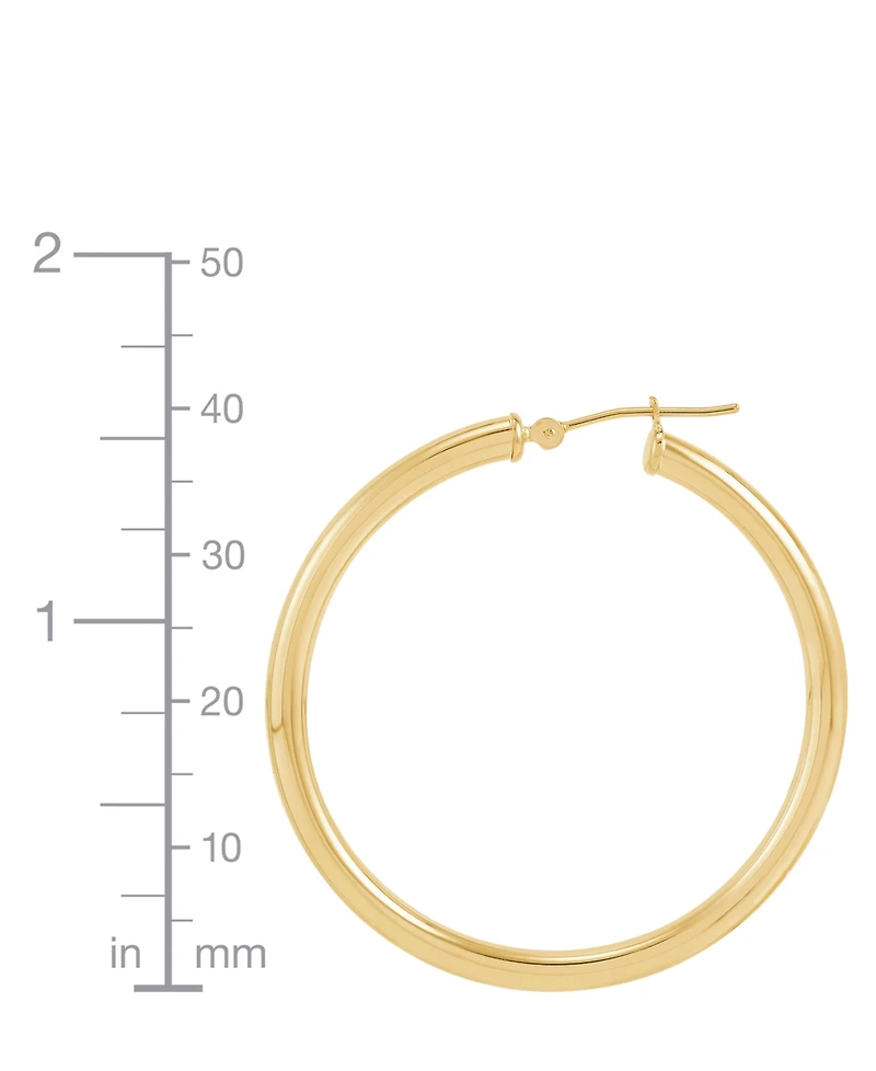 Polished Thin Tube Hoop Earrings (3mm) 14k Gold (40mm)