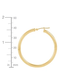 Polished Thin Tube Hoop Earrings (3mm) 14k Gold (40mm)