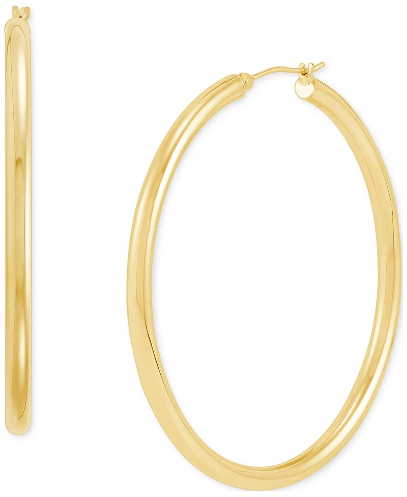 Polished Thin Tube Hoop Earrings (3mm) in 14k Gold (50mm)