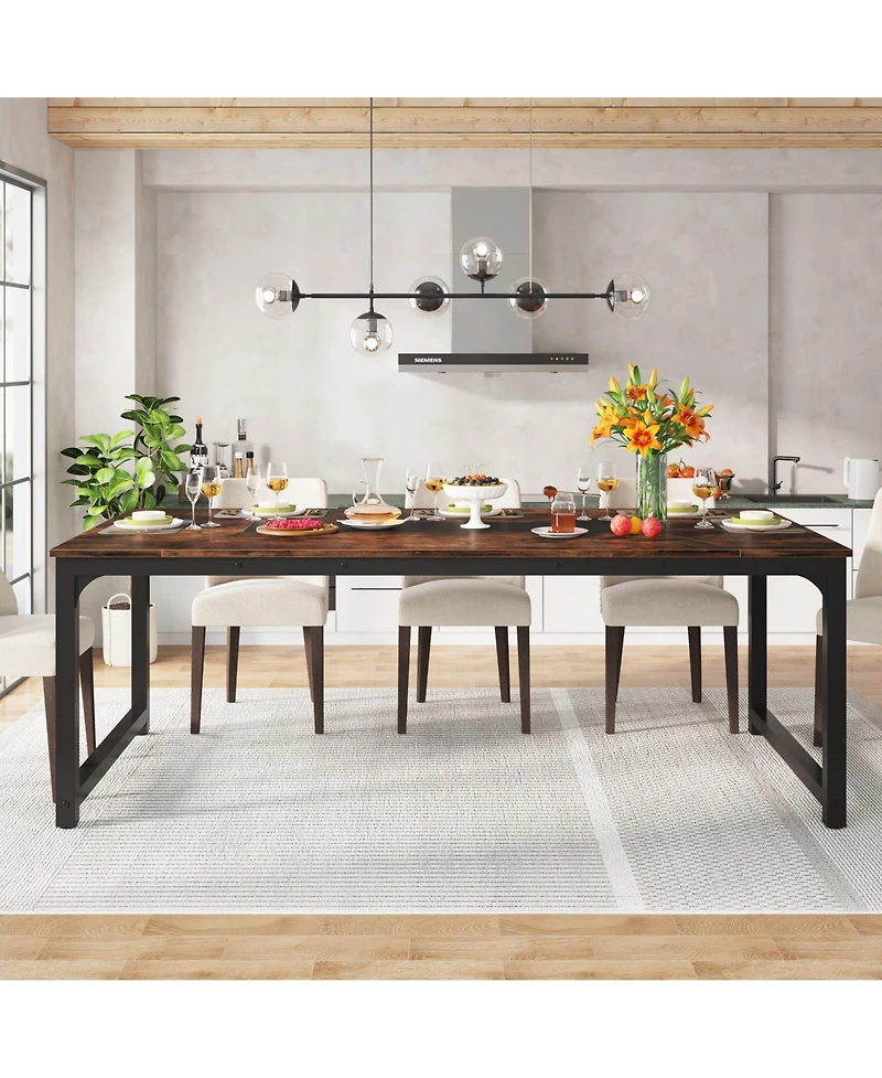 Tribesigns 71"x35.4" Dining Table, Industrial Kitchen Table for 6-8 Person, Rectangular Dinner Table for Dining Room Kitchen Living Room, with Heavy D