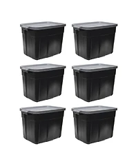 Rubbermaid Roughneck 18 Gal Storage Container Organizer, Black & Gray (6 Pack)