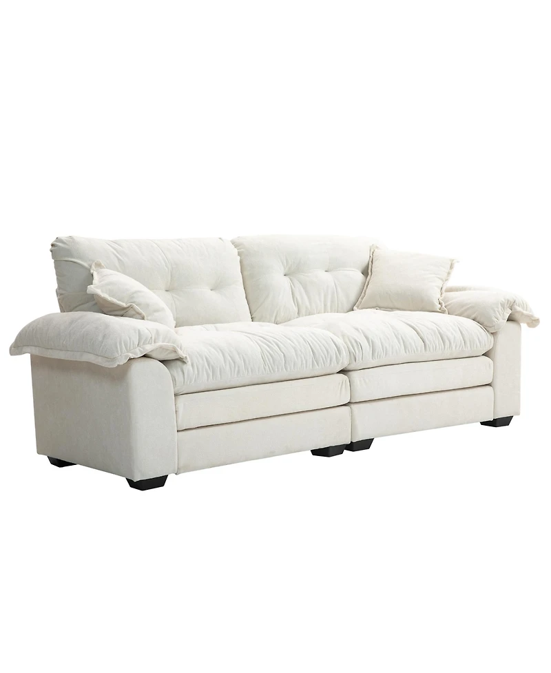 Streamdale Beige Chenille Recliner Loveseat