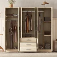 Streamdale Furniture 6-Doors Wooden Wardrobe Storage for Bedroom, with Big Drawers
