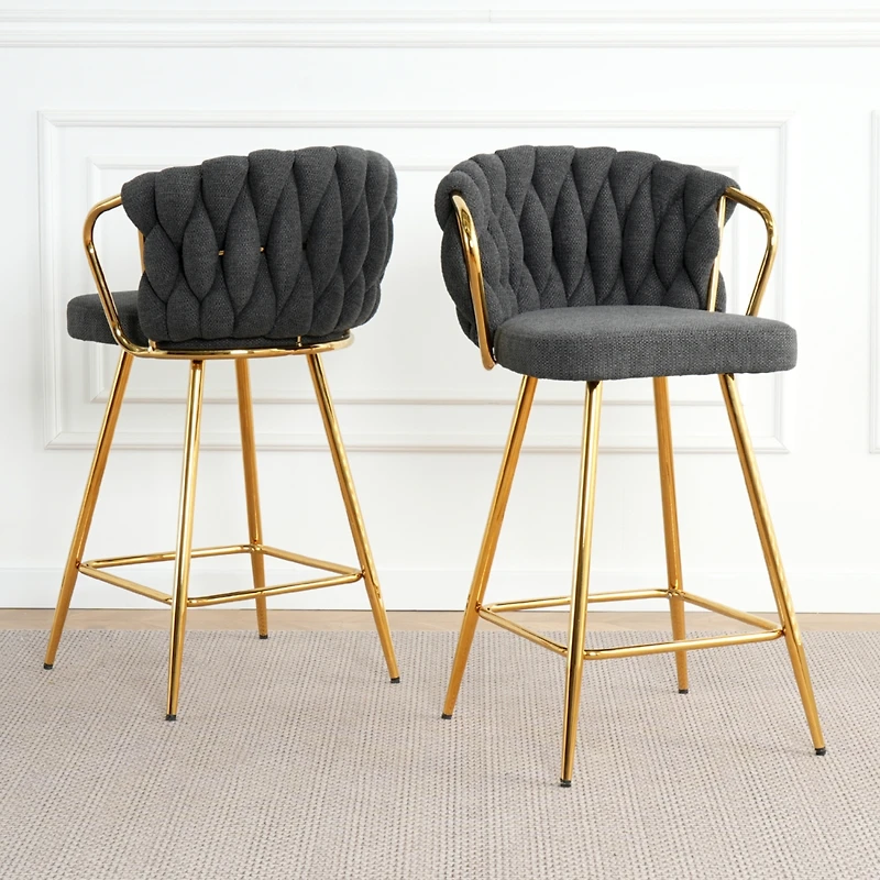 Streamdale Gold-Legged Bar Chair (Set of 2)