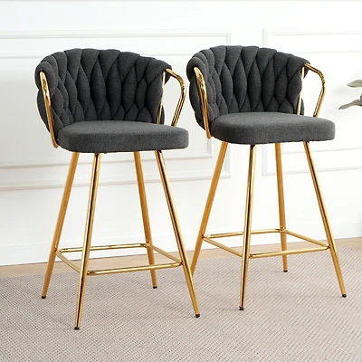 Streamdale Gold-Legged Bar Chair (Set of 2)