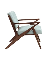 30" Mid-Century Modern Accent Chair with Plush Cushions, Angled Arm Design, and Sturdy Solid Wood Frame – Perfect for Cozy Living Room, Be