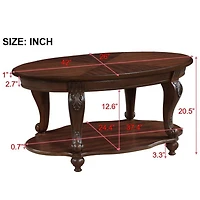 Living Room Coffee Table Set, Coffee Table & Two End Side Table 3-Piece Set for Office, Living Room, Apartment, Small Space, Easy Assembly, Cherry